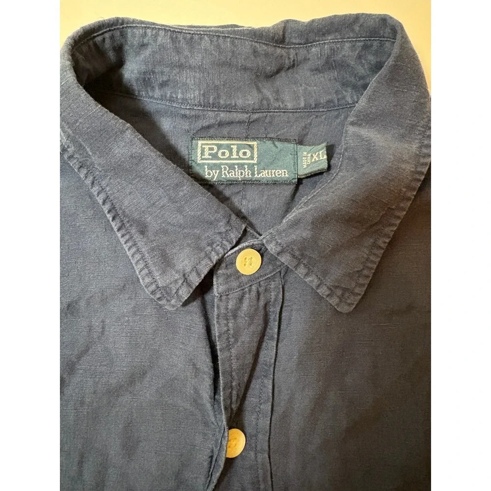 Polo Ralph Lauren Double Pocket 100% Linen Button Down Shirt | Blue | XL